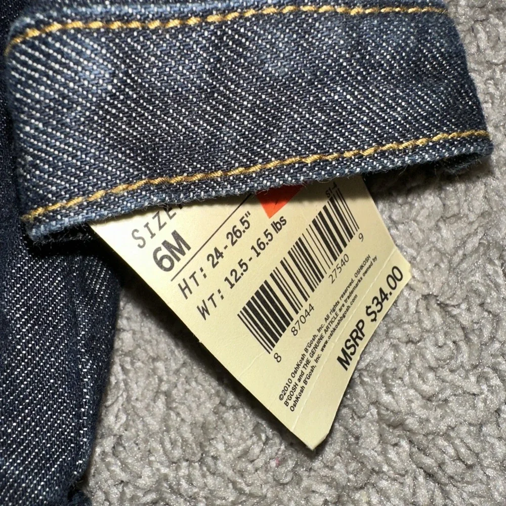 Vintage 90's Oshkosh B'Gosh Denim Jean Jacket Size 6 Months Unisex NWT